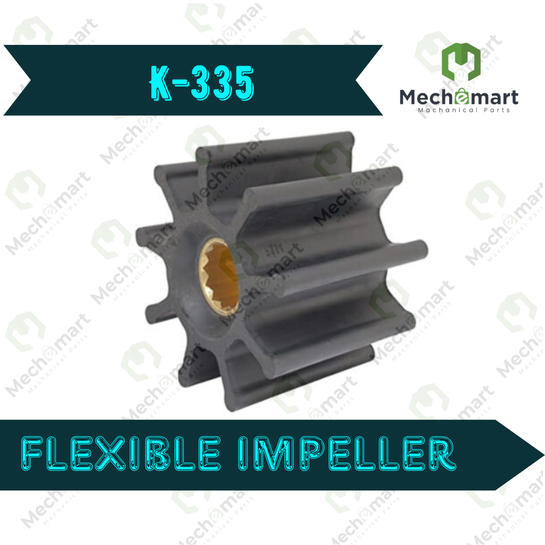 K-335 Marine Flexible Impeller LENGTH             : 95 MM  WIDTH                 : 88 MM  NO OF BLADES   : 9  SHAFT DIA          : 25MM
